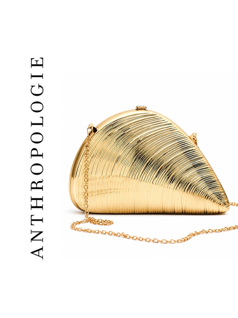 Anthropologie Celandine Metallic Seashell Clutch